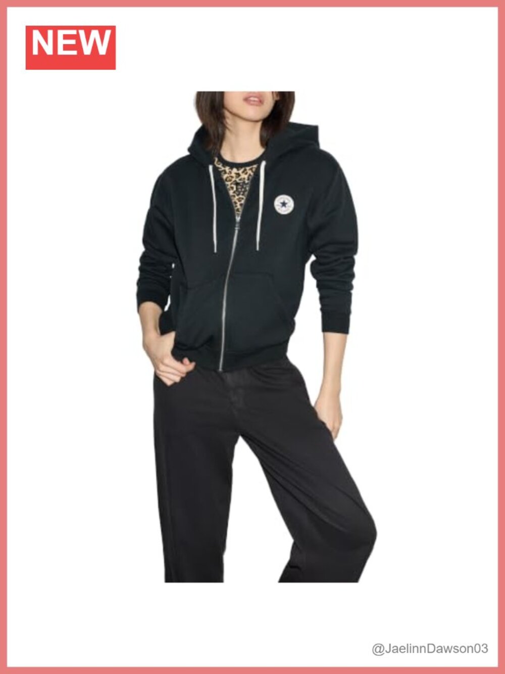 Converse Full-Zip Fleece Hoodie Relaxed Fit Casual Layering